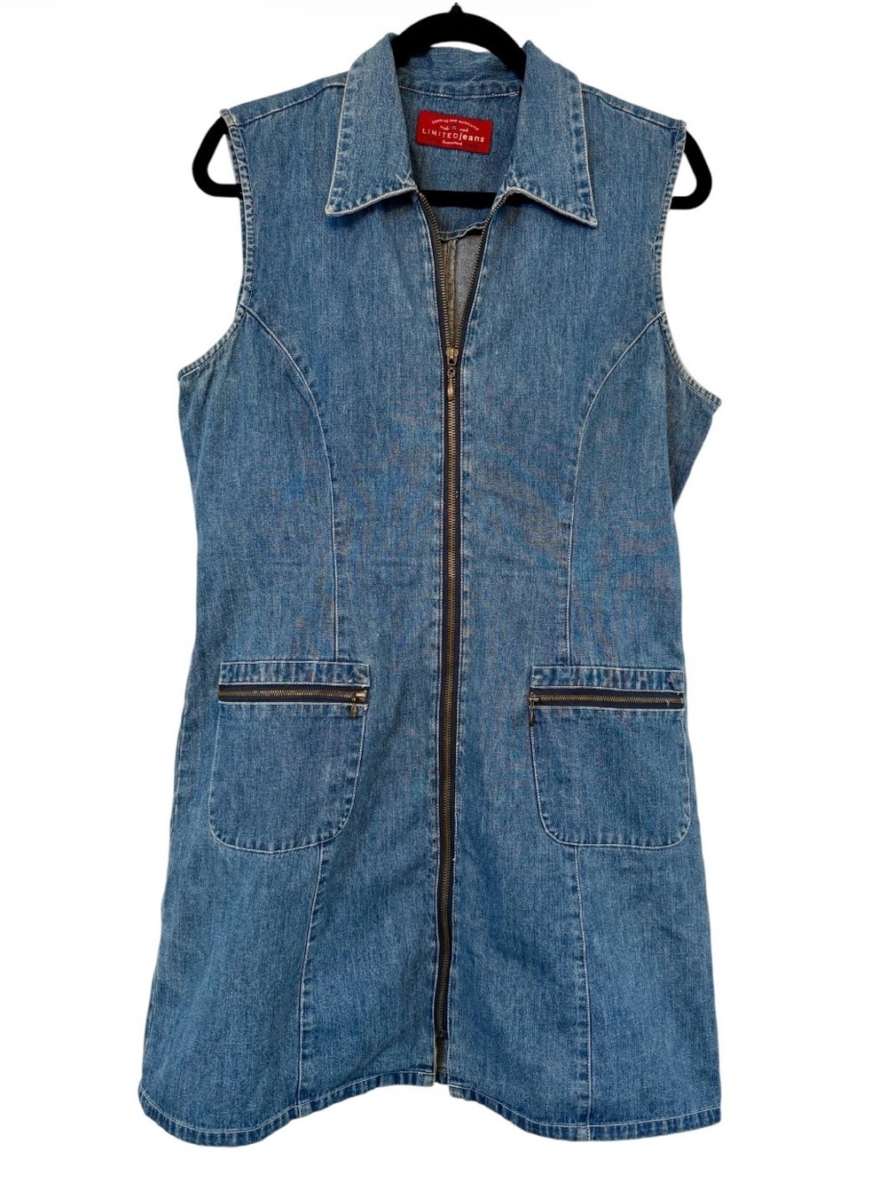 Limited Jeans vintage 90s/Y2K zip up denim dress sz 8